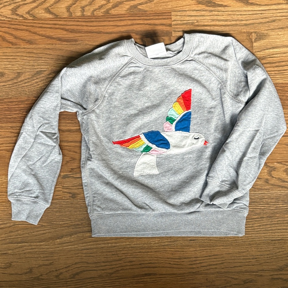 Hanna Andersson Gray Sweater with Rainbow Bird